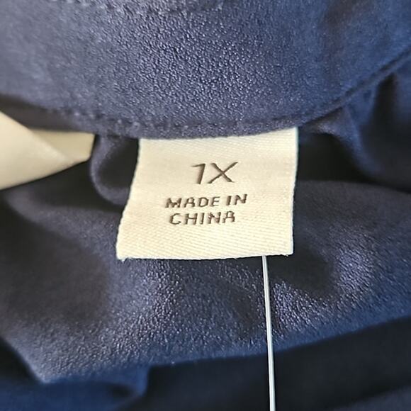 NWOT BEAUTIFUL by Lawrence Zarian Women’s Navy Peasant Blouse 1X - Picture 3 of 8